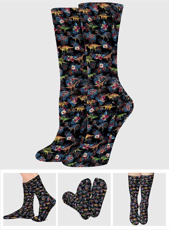 Tropical Dinosaurs Pattern - Dinosaur Socks