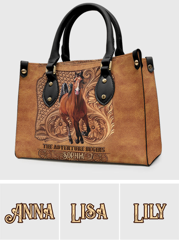 The Adventure Begins - Personalized Horse Leather Handbag