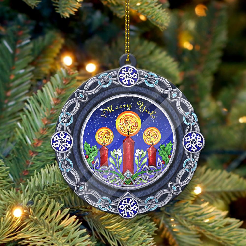 Night Greeting Merry Yule - Witch Ornament (Printed On Both Sides) 1022