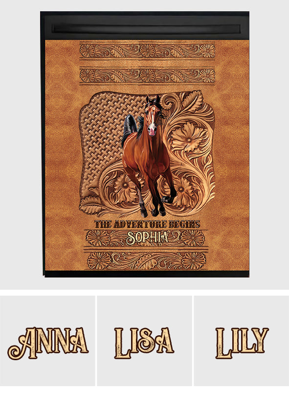 The Adventure Begins - Personalized Horse Dishwasher Cover