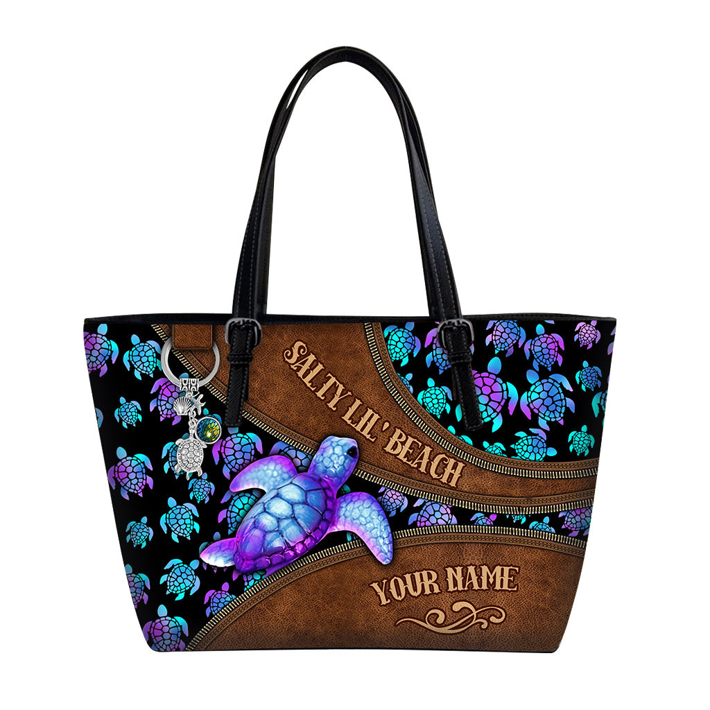 Salty Lil' Beach - Personalized Turtle Leather Bag