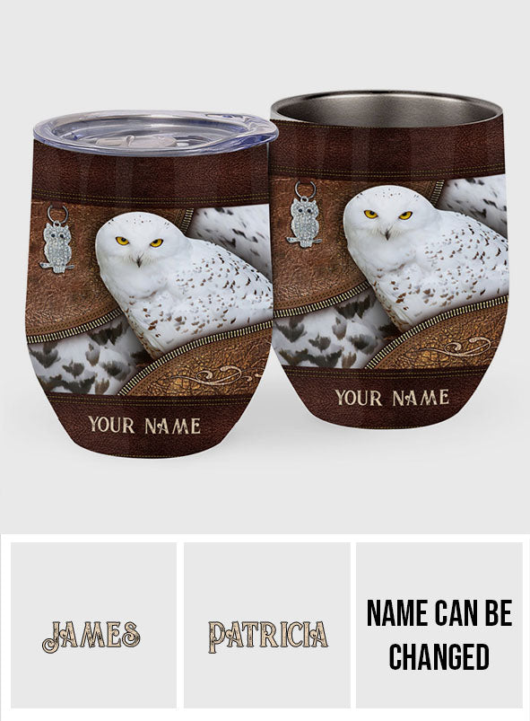 Snowy Owl - Personalized Owl Wine Tumbler