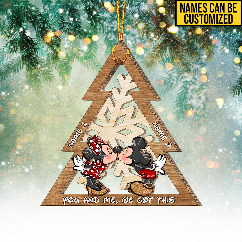You And Me We Got This Mouse Ears Snowflake - Personalized Christmas Mouse Layered Wood Ornament