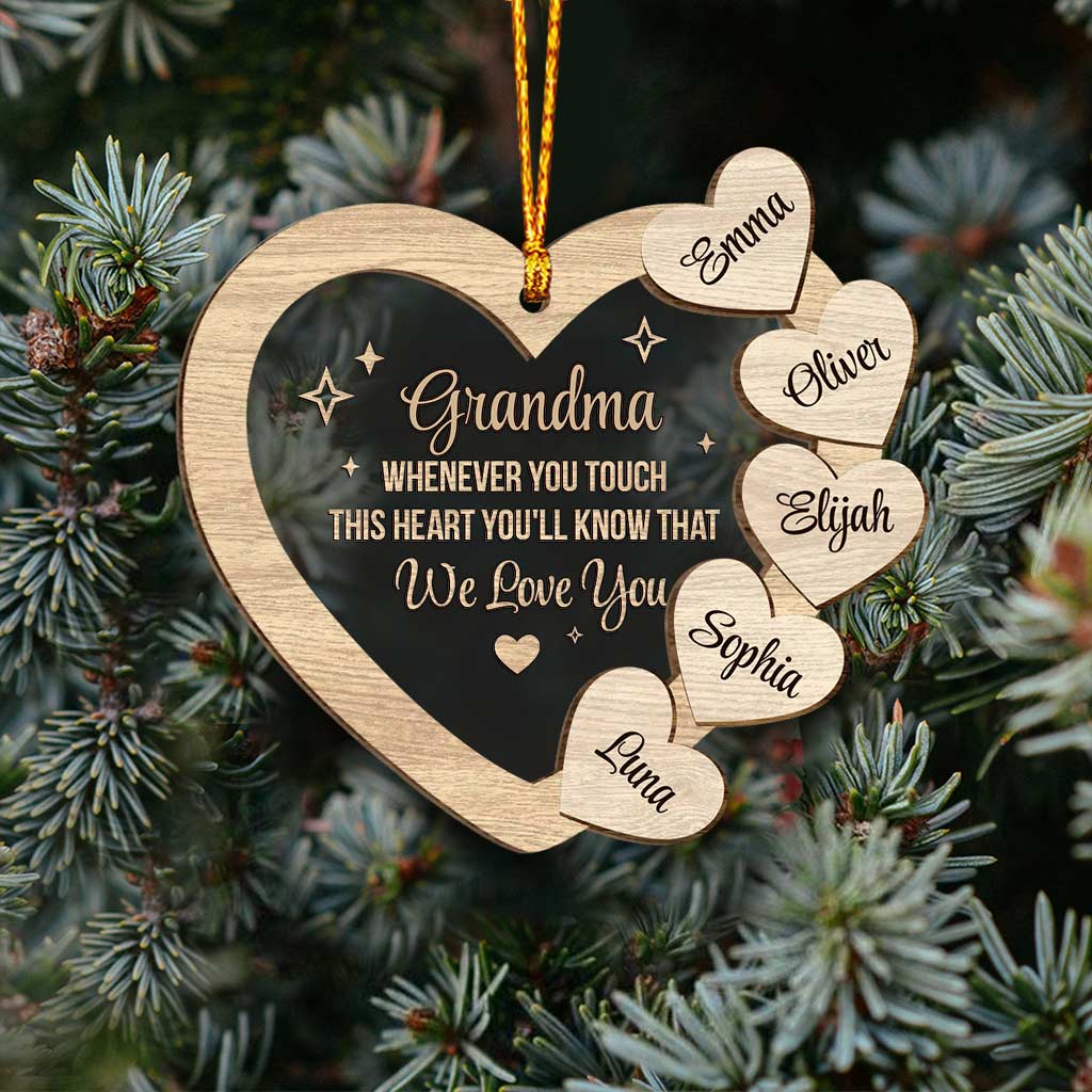 Whenever You Touch This Heart - Personalized Christmas Grandma Layers Mix Ornament