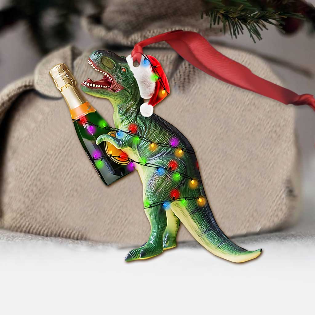Dinosaur Wine - Christmas Ornament (Printed On Both Sides)