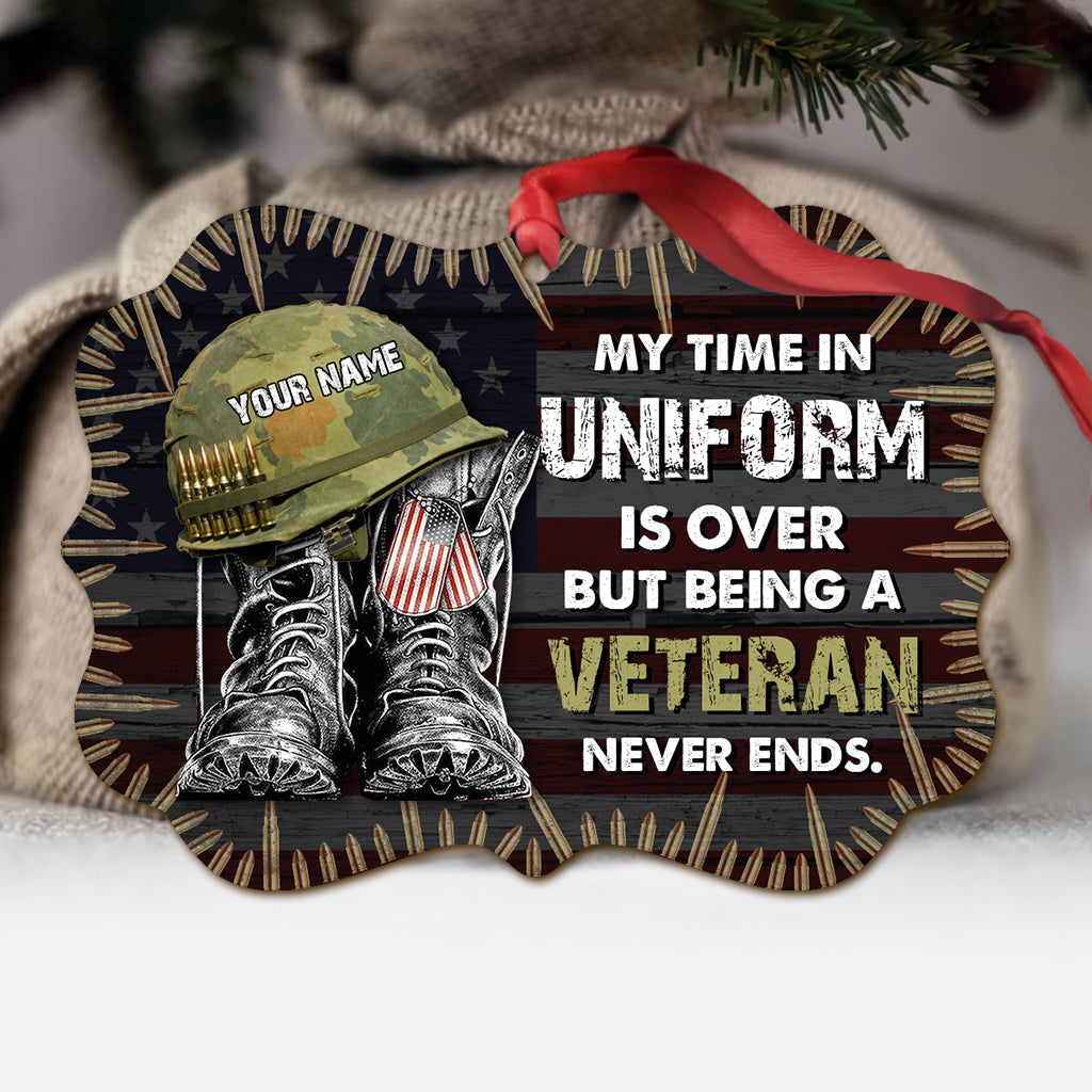 My Time In Uniform Is Over - Personalized Christmas Veteran Ornament (Printed On Both Sides)
