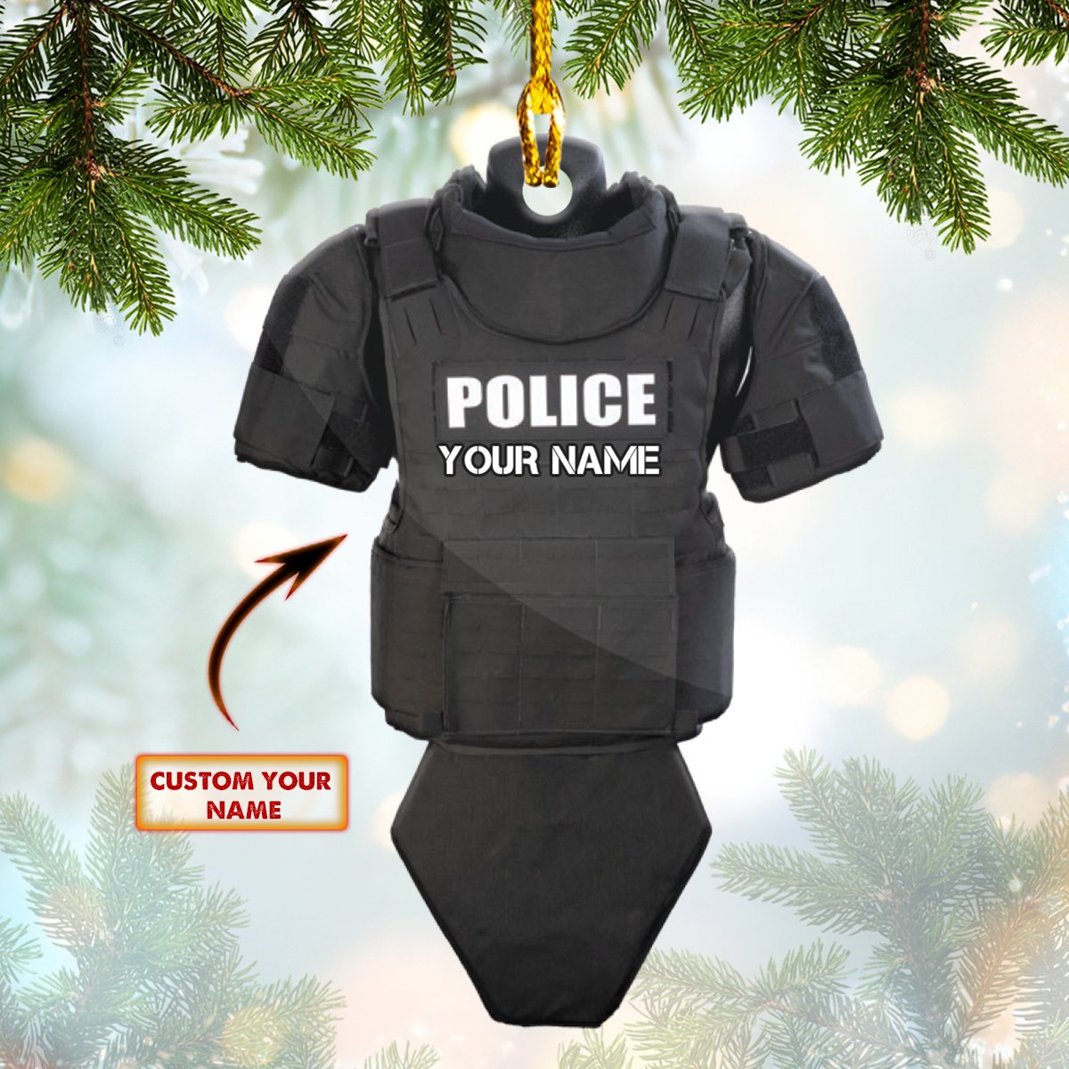 Police Bullet Proof Vest - Personalized Police Officer Ornament (Printed On Both Sides) 1022