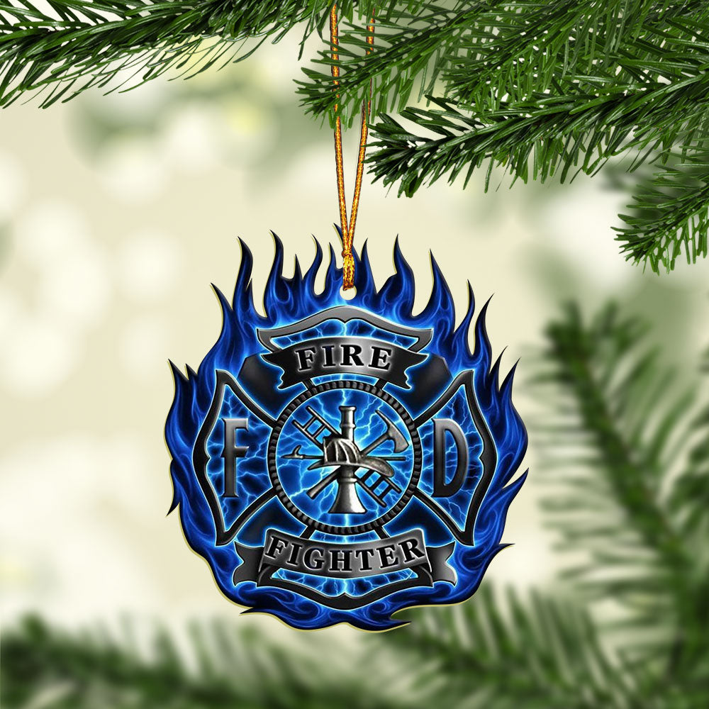 Firefighter Blue Flame - Firefighter Ornament (Printed On Both Sides) 1022