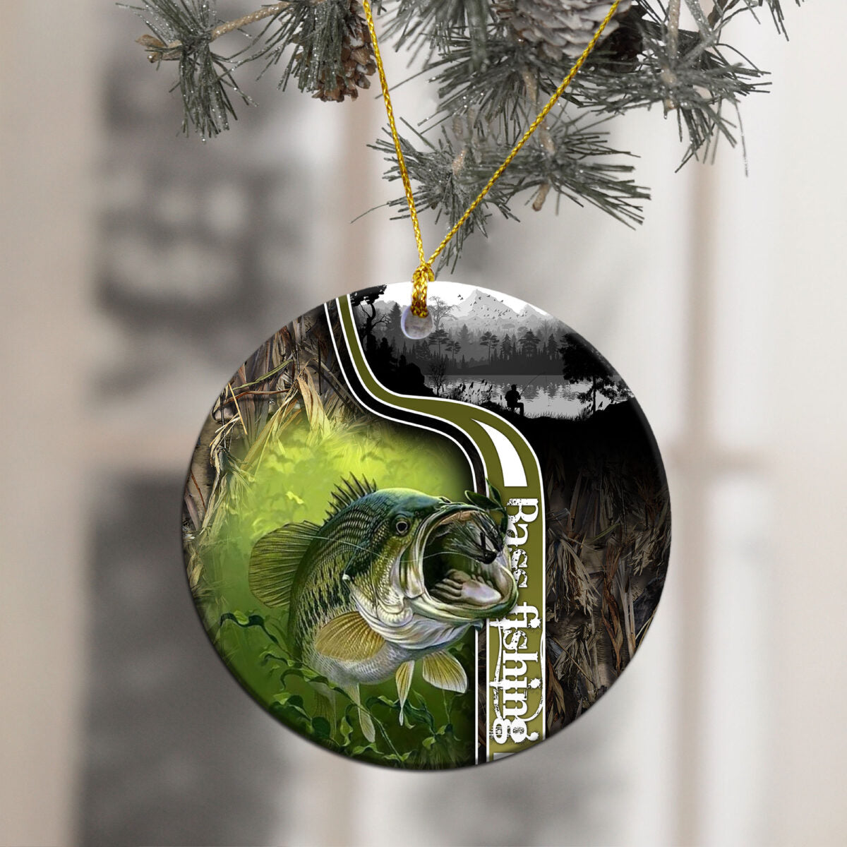 Love Bass Fishing - Fishing Ornament (Printed On Both Sides) 1022