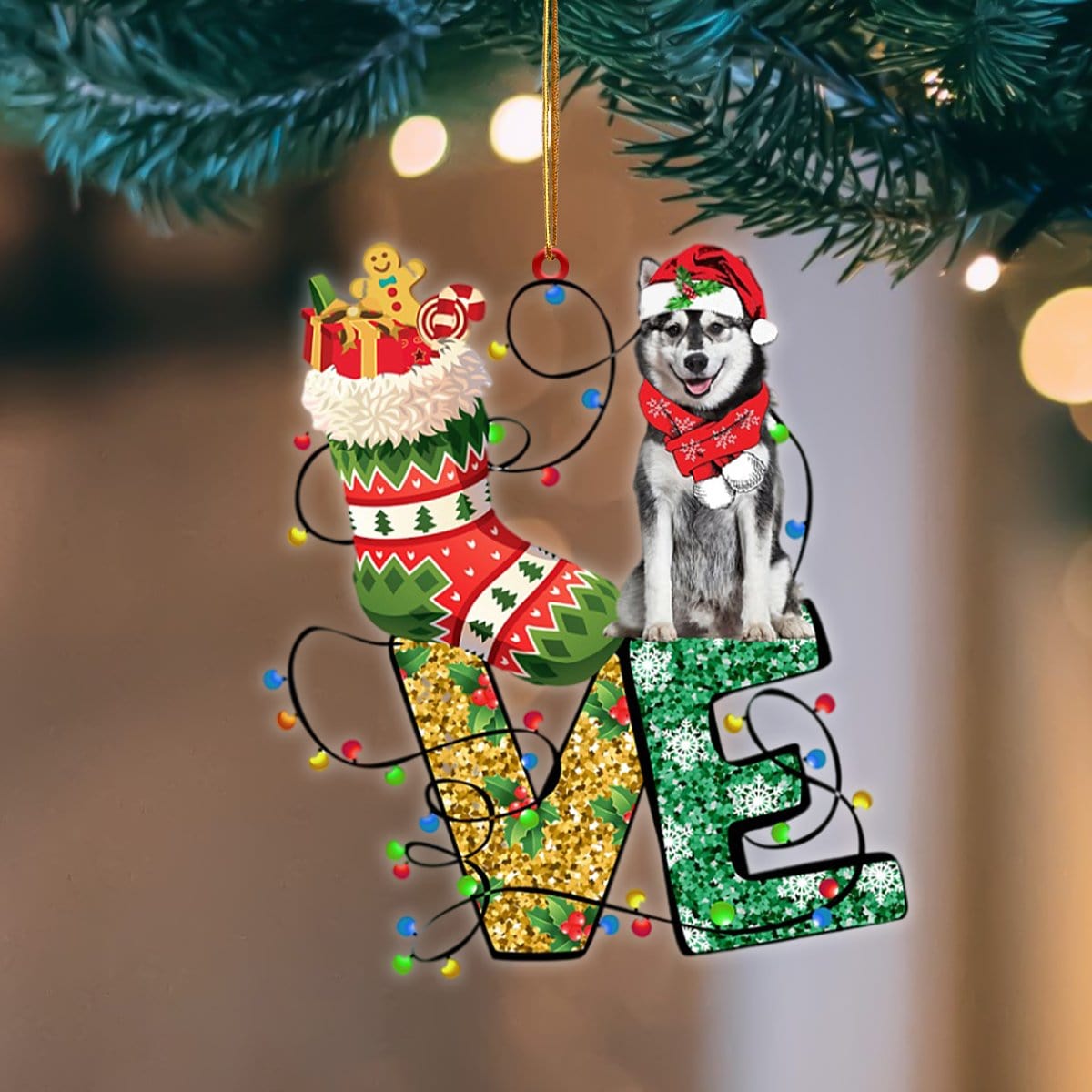 Husky Love Stocking - Dog Ornament (Printed On Both Sides) 1022