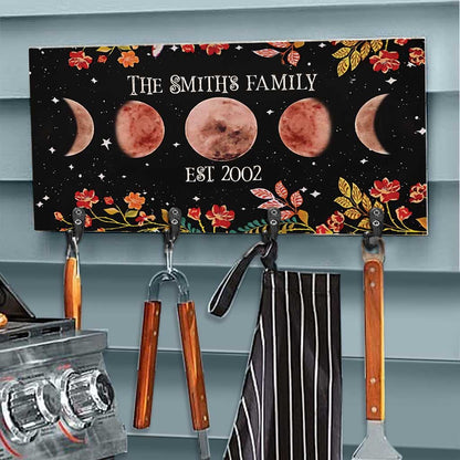 Moon Phase Floral - Personalized Witch Key Rack