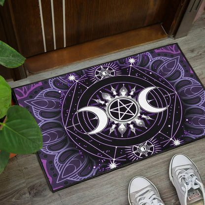 Triple Moon Pentagram Wicca - Witch Doormat 0822