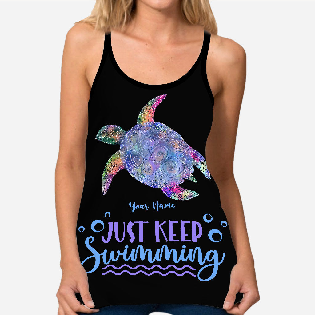 Beautiful Turtle - Personalized Cross Tank Top and Leggings