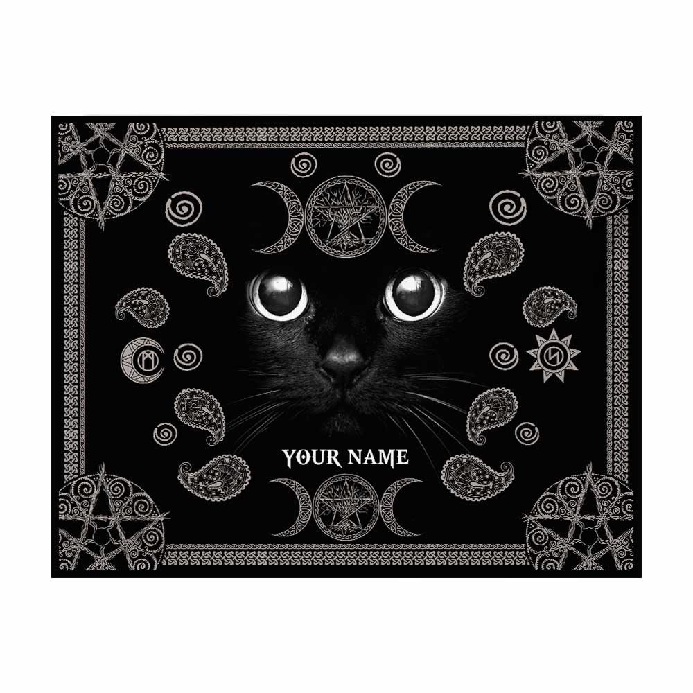 Witchy Black Cat - Personalized Witch Wall Tapestry