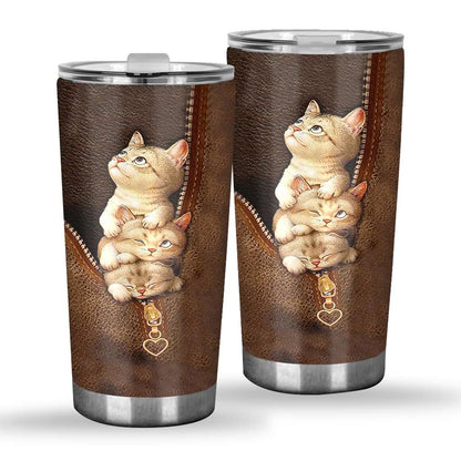 Love Cats Tumbler With Leather Pattern Print 0622