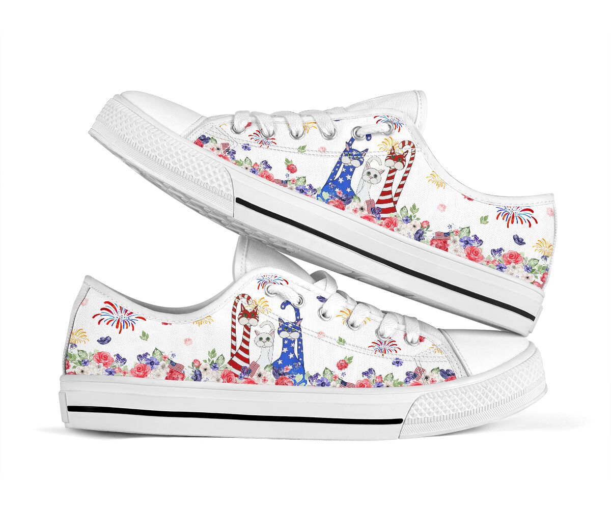 Lovely Cats Independence Day Cat Low Top Shoes 0622