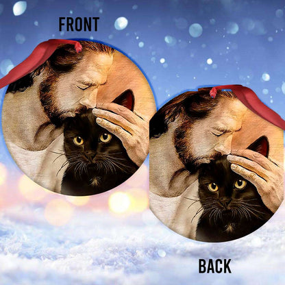 Black Cat With Jesus - Cat Ornament (Printed On Both Sides) 1022