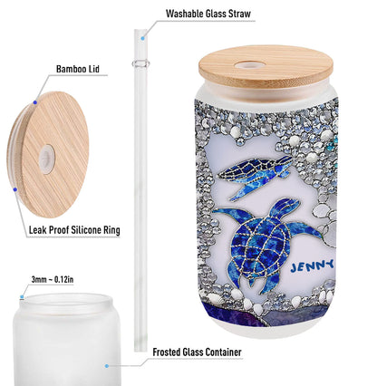 Salty Lil Beach - Personalized Turtle Can Glass