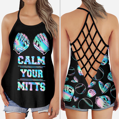 Calm Your Mitts Baseball Cross Tank Top