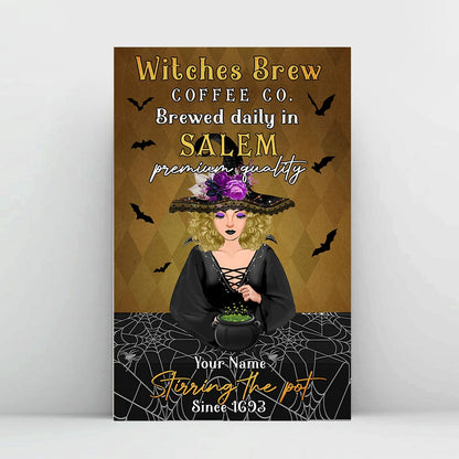 Witches Brew Coffee Co. - Personalized Halloween Witch Canvas And Poster