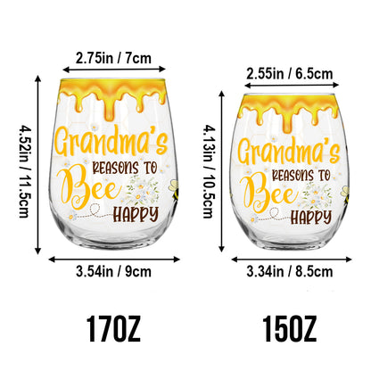 Bee Happy - Gift for grandma, mom - Personalized All Over Wine Glass