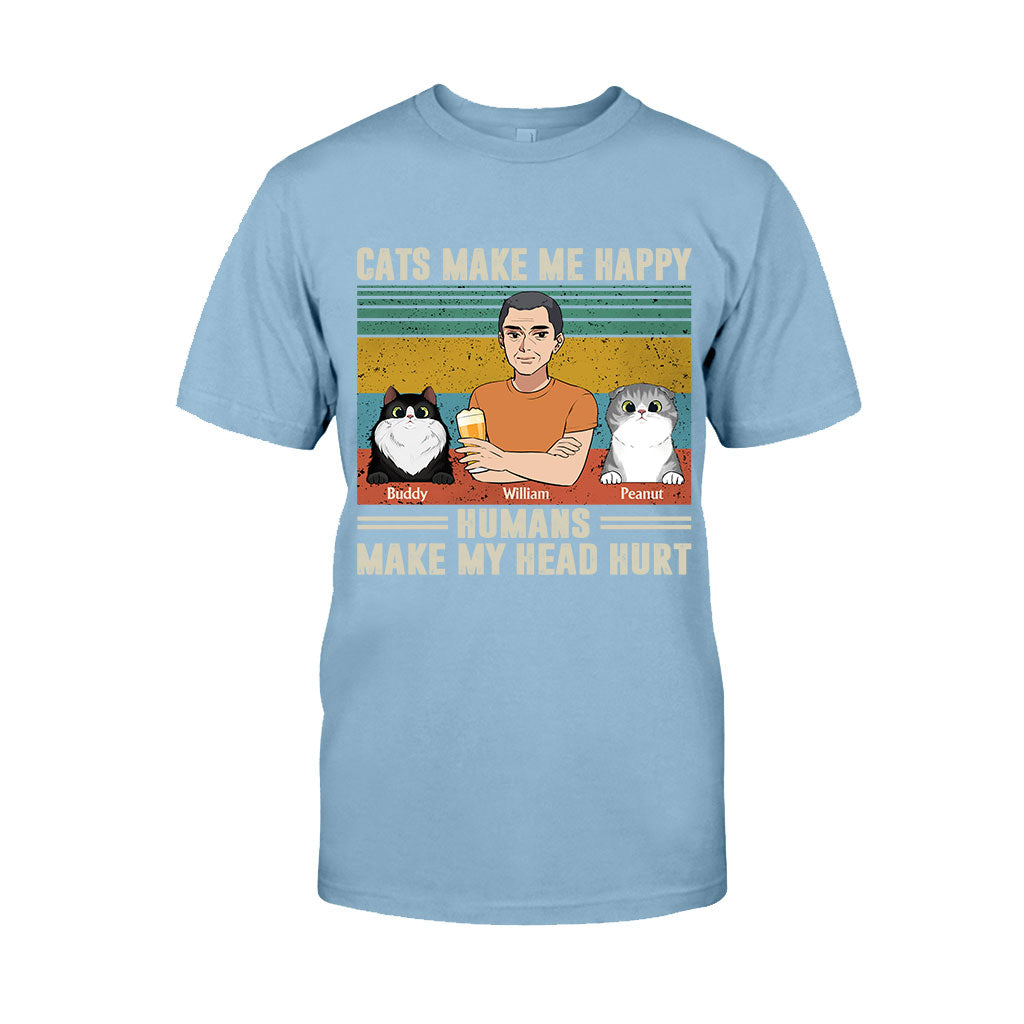 Cats Make Me Happy - Personalized Father's Day Father T-shirt and Hoodie