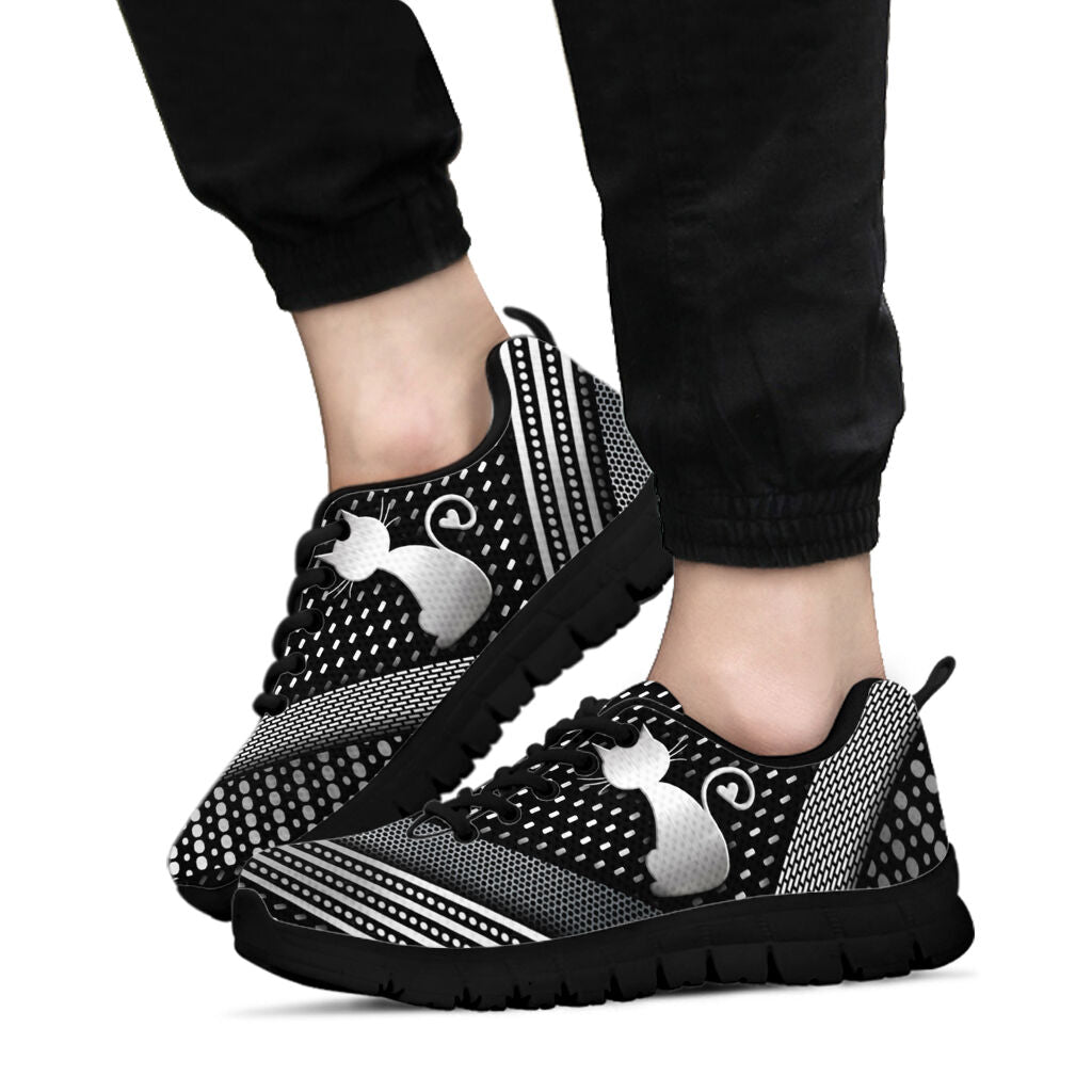 Cat Metal Pattern Print Cat Sneakers 0622