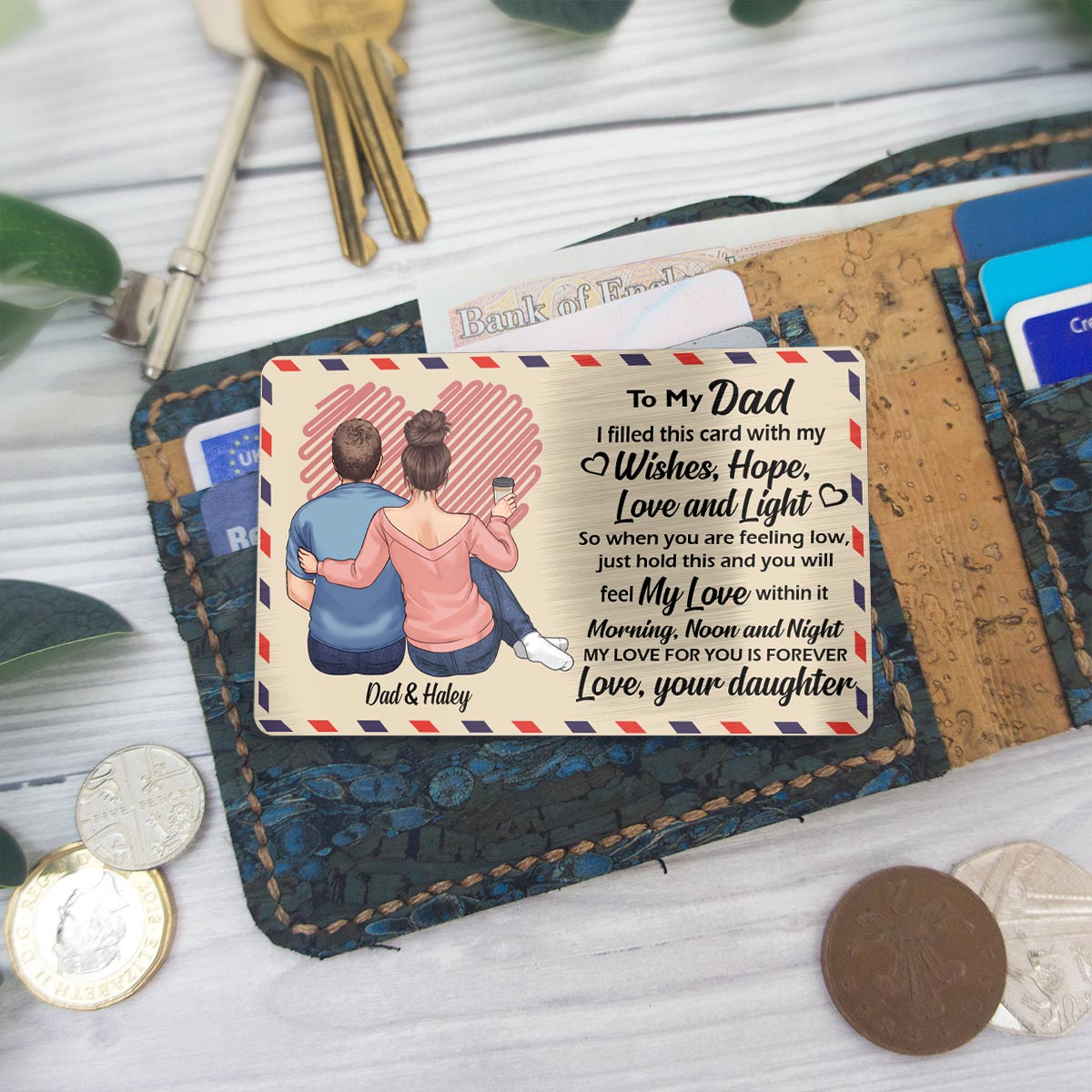 To My Dad - Personalized Father's Day Father Wallet Insert Card