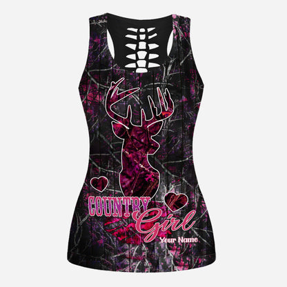 Country Girl Camo - Personalized Hunting Hollow Tank Top and Leggings