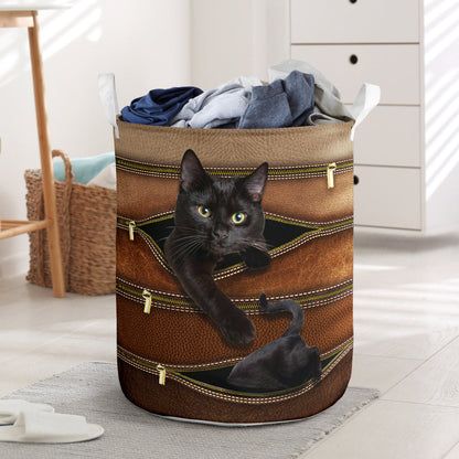 Cat Leather Pattern Print Cat Storage Basket 0622