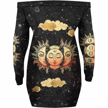 Triple Moon - Witch Off Shoulder Long Sleeve Dress