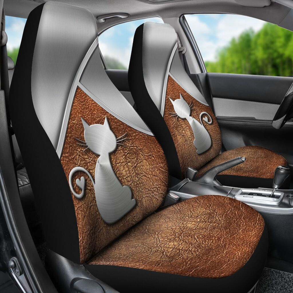 Cat Lovers Metal Pattern Print Cat Seat Covers 0622