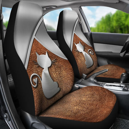 Cat Lovers Metal Pattern Print Cat Seat Covers 0622