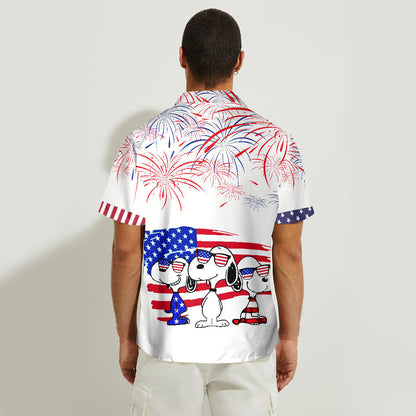 Stars, Stripes And Dog - Personalized Independence Day Hawaiian Shirt