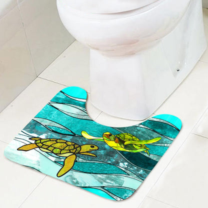Turtle Lover Beach Soul Ocean Vibes - Turtle Bathroom Curtain & Mats Set