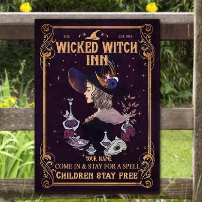 Come And Stay For A Spell - Personalized Witch Rectangle Metal Sign