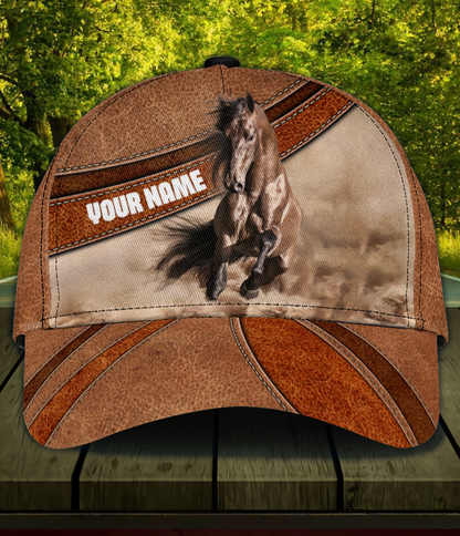 Brown Horse Running - Personalized Horse Classic Cap 0823