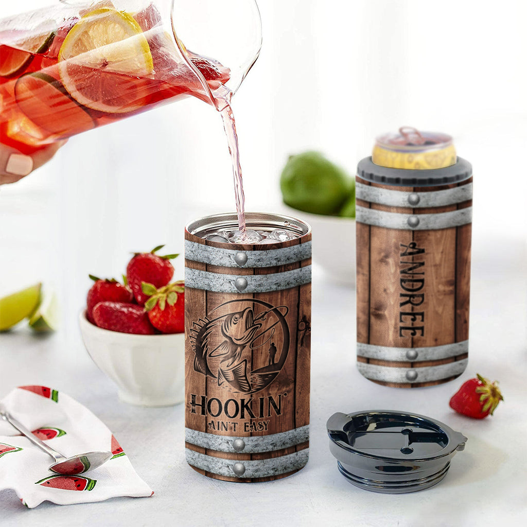Hookin' Ain't Easy - Personalized Fishing Can Cooler