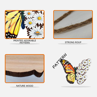 Nana Mom Auntie Family Butterfly - Personalized Mother's Day Mother Wood Sign