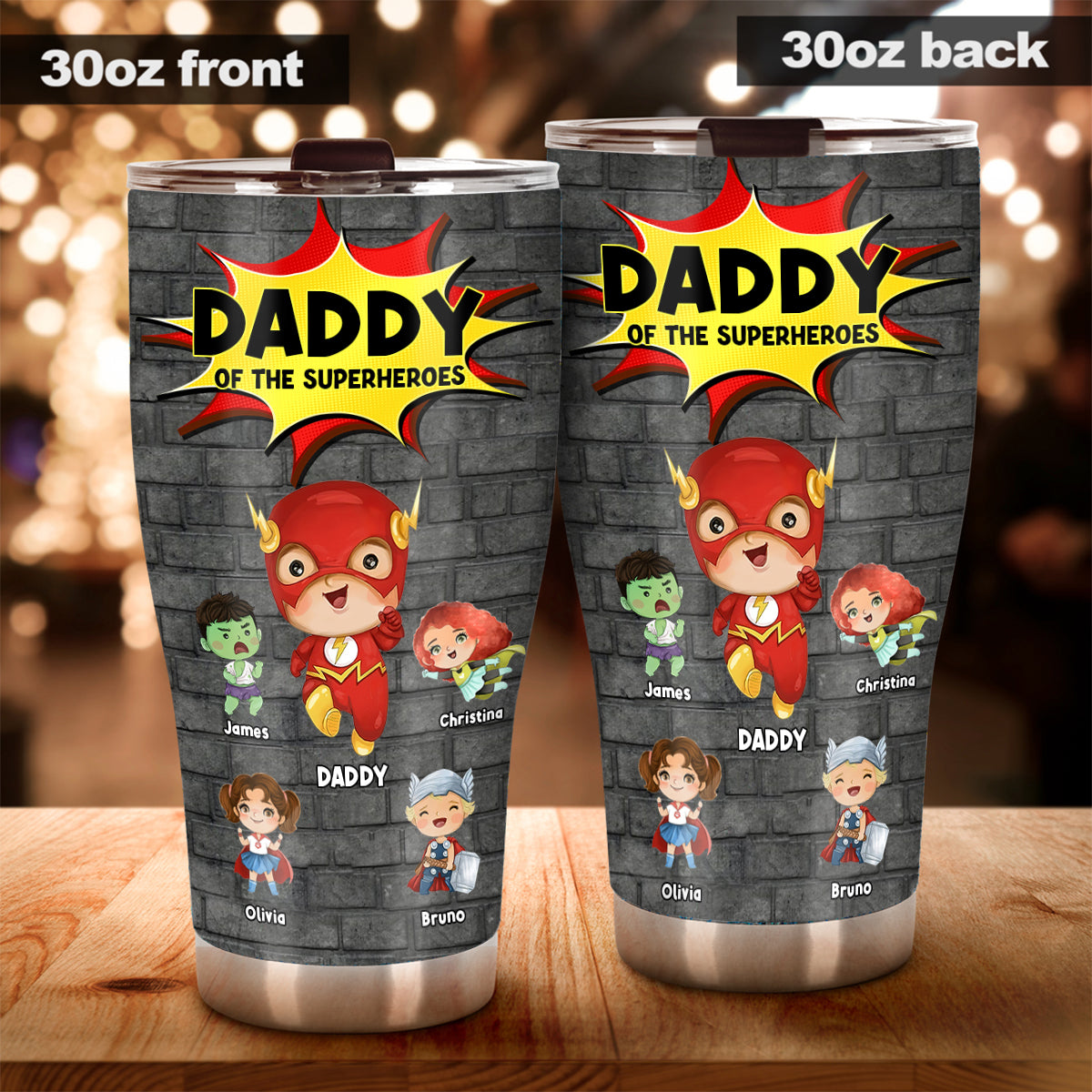 Daddy Of Superheroes - Personalized Father Tumbler