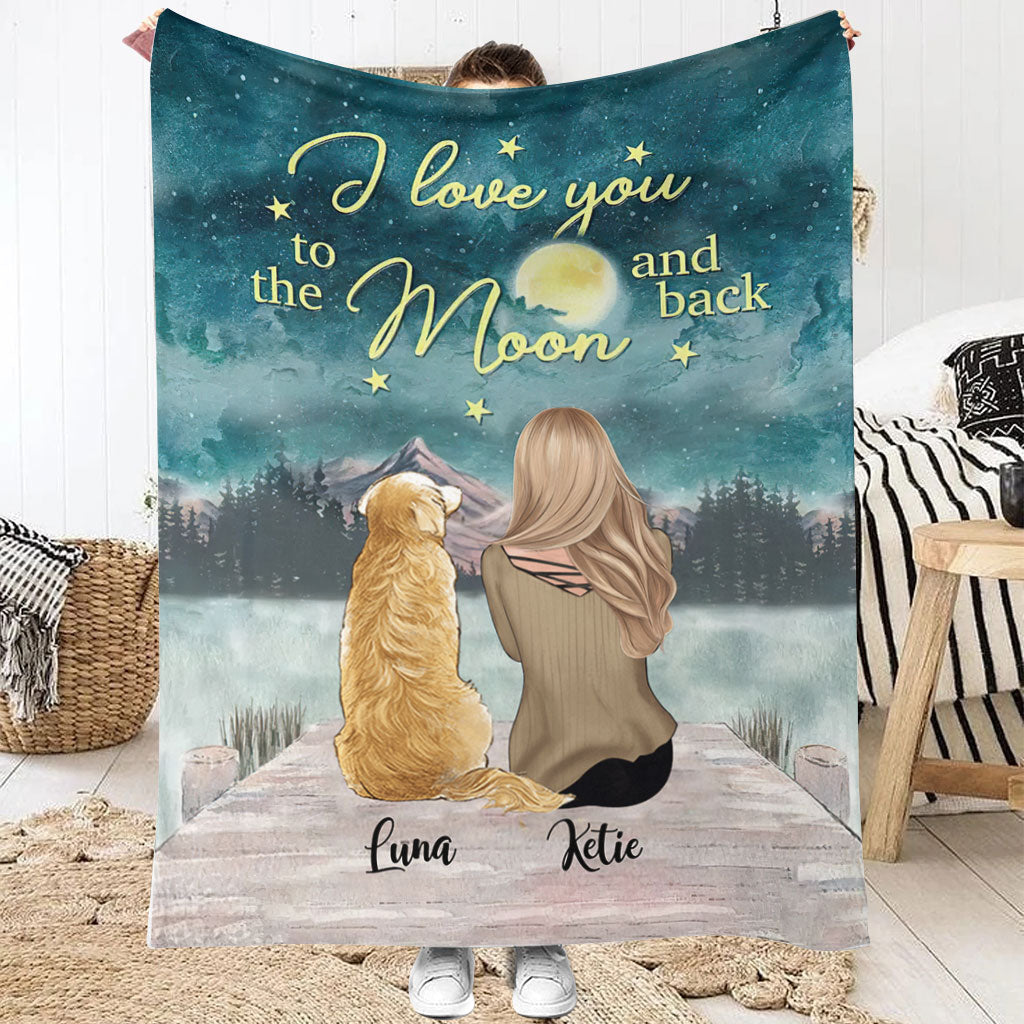 I Love You To The Moon - Personalized Dog Blanket