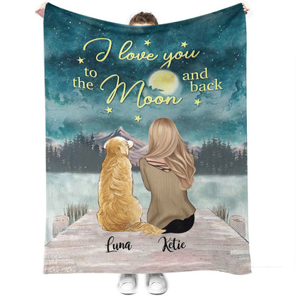 I Love You To The Moon - Personalized Dog Blanket