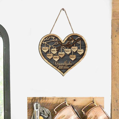 Grandkids Make Life More Grand - Personalized Grandma Wood Sign