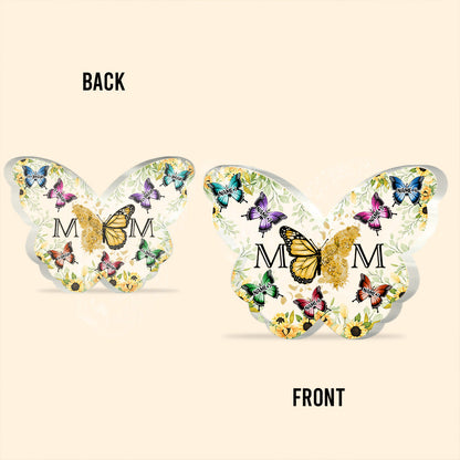 Mother And Children Floral Butterflies - Personalized Gift For Mother Custom Shaped Acrylic Plaque