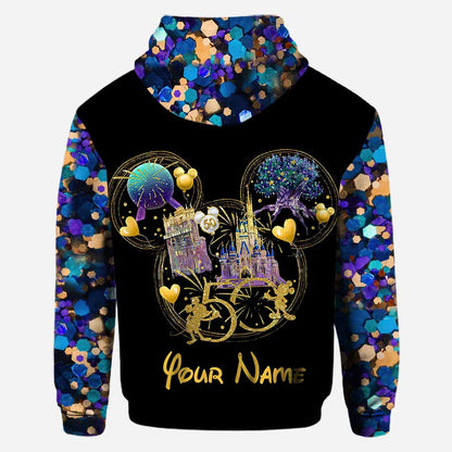 Peace Love 50 Years Of Magic - Personalized Mouse All Over T-shirt and Hoodie