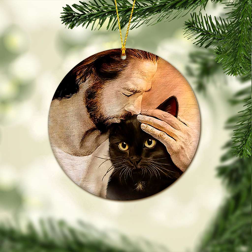 Black Cat With Jesus - Cat Ornament (Printed On Both Sides) 1022