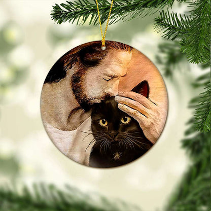 Black Cat With Jesus - Cat Ornament (Printed On Both Sides) 1022