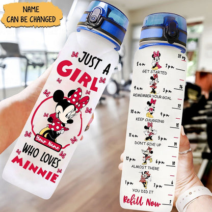 Just A Girl Who Loves Mouse - Personalized Mouse Water Tracker Bottle 0823