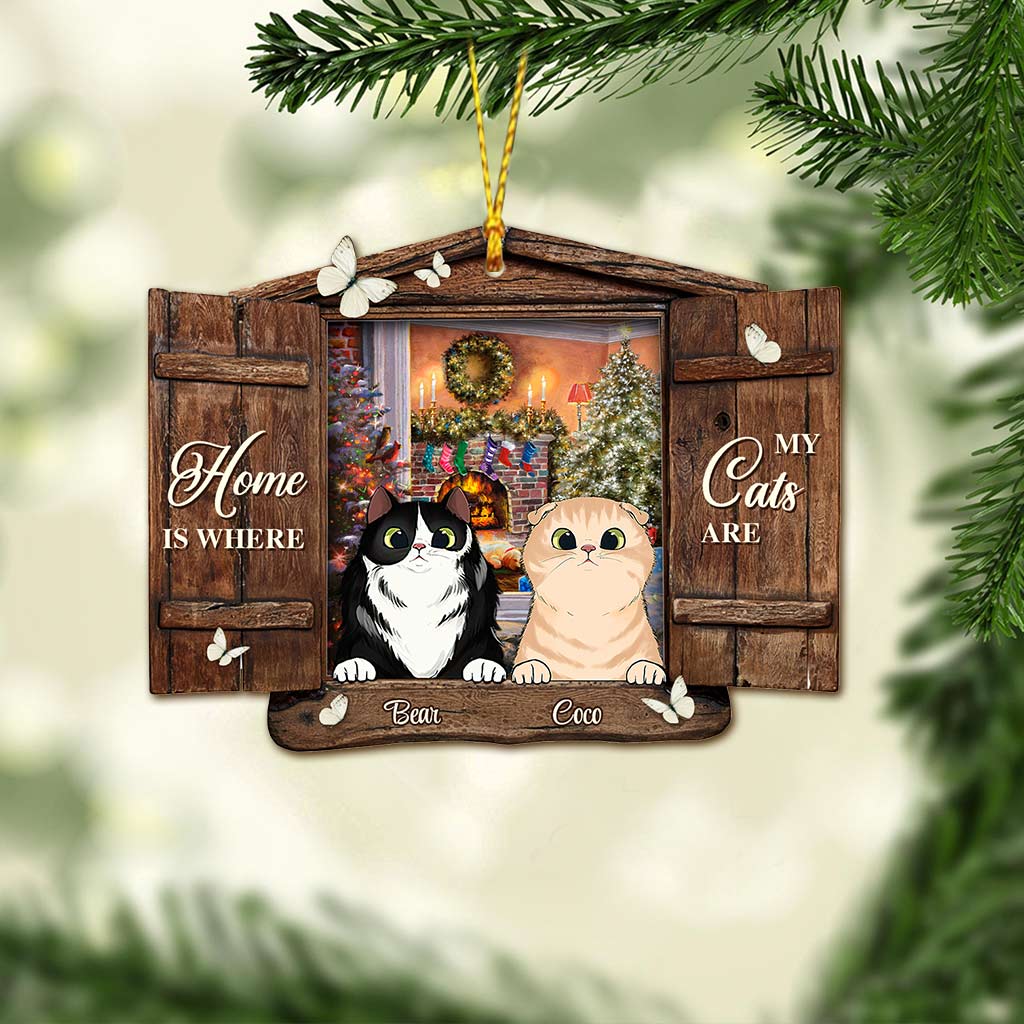 Home Is Where My Cats Are - Personalized Christmas Ornament (Printed On Both Sides)