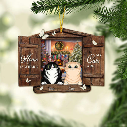 Home Is Where My Cats Are - Personalized Christmas Ornament (Printed On Both Sides)